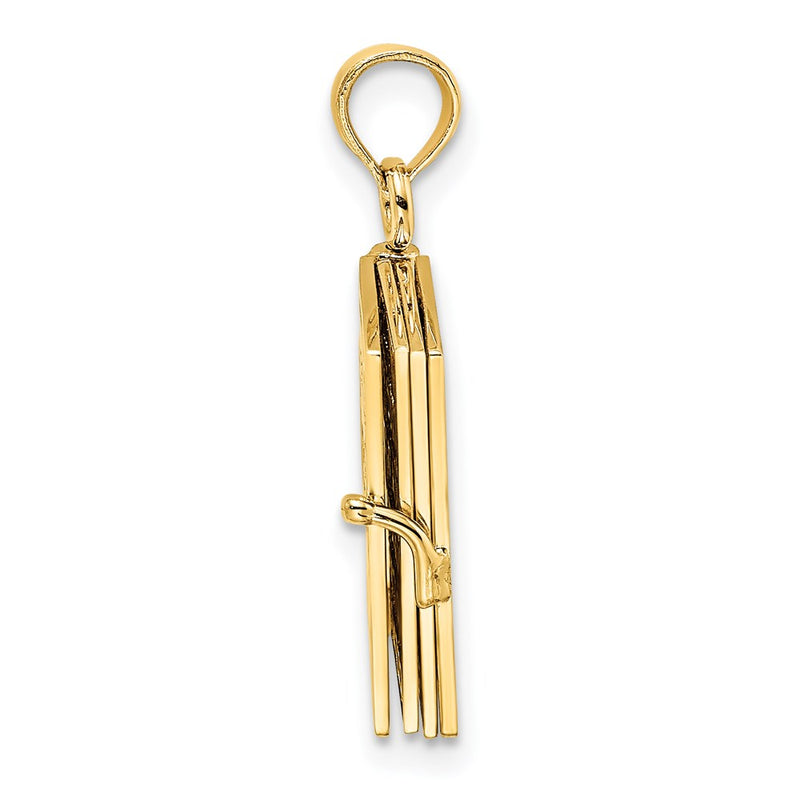 14K Yellow Gold 3-D Moveable Hebrew Ten Commandments Book Charm
