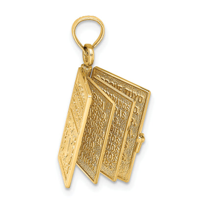 14K Yellow Gold 3-D Moveable Santa Biblia Book/Spanish Bible Charm
