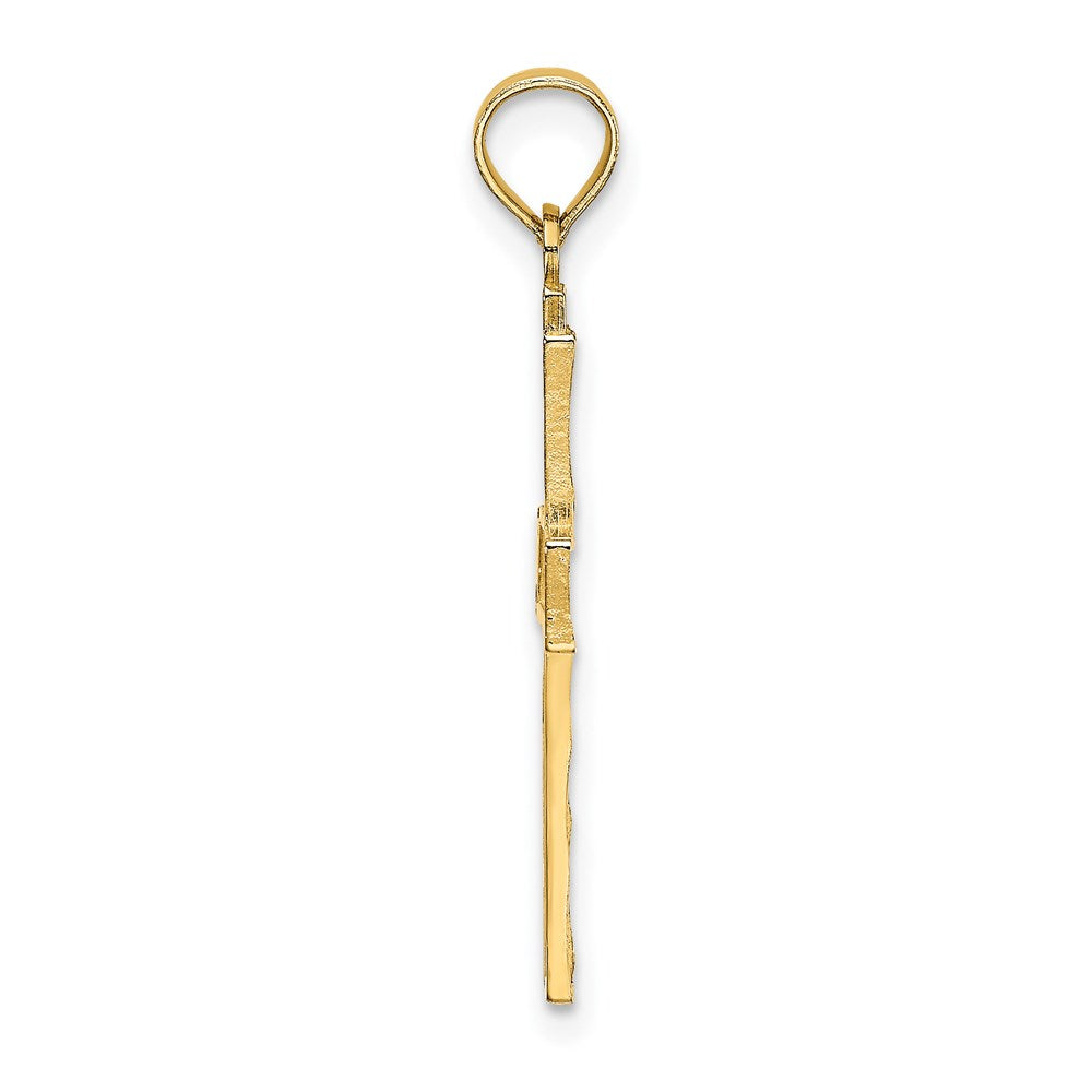 14K Yellow Gold D/C And Xo Pattern Cross Charm