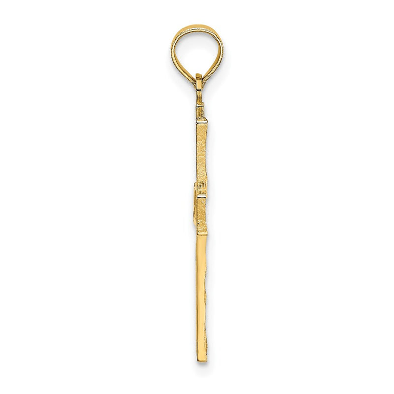 14K Yellow Gold D/C And Xo Pattern Cross Charm