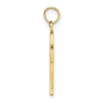 14K Yellow Gold Flower In Cross Charm