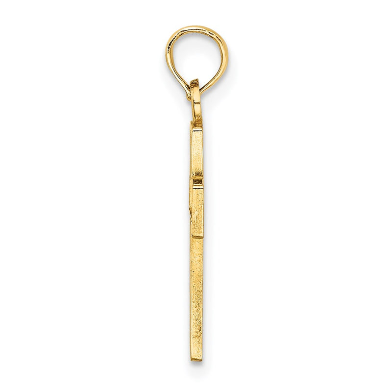 14K Yellow Gold Flower In Cross Charm