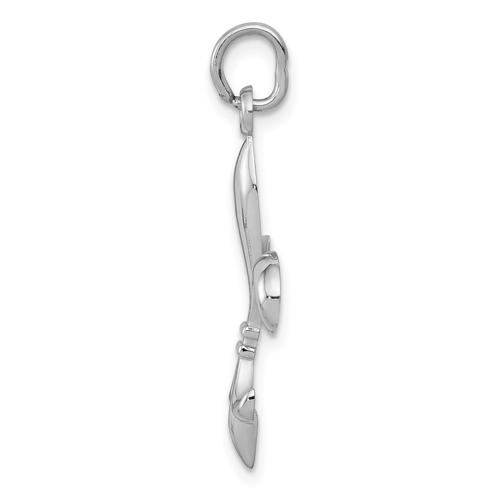 14K White Gold Hollow Fleur De Lis Charm
