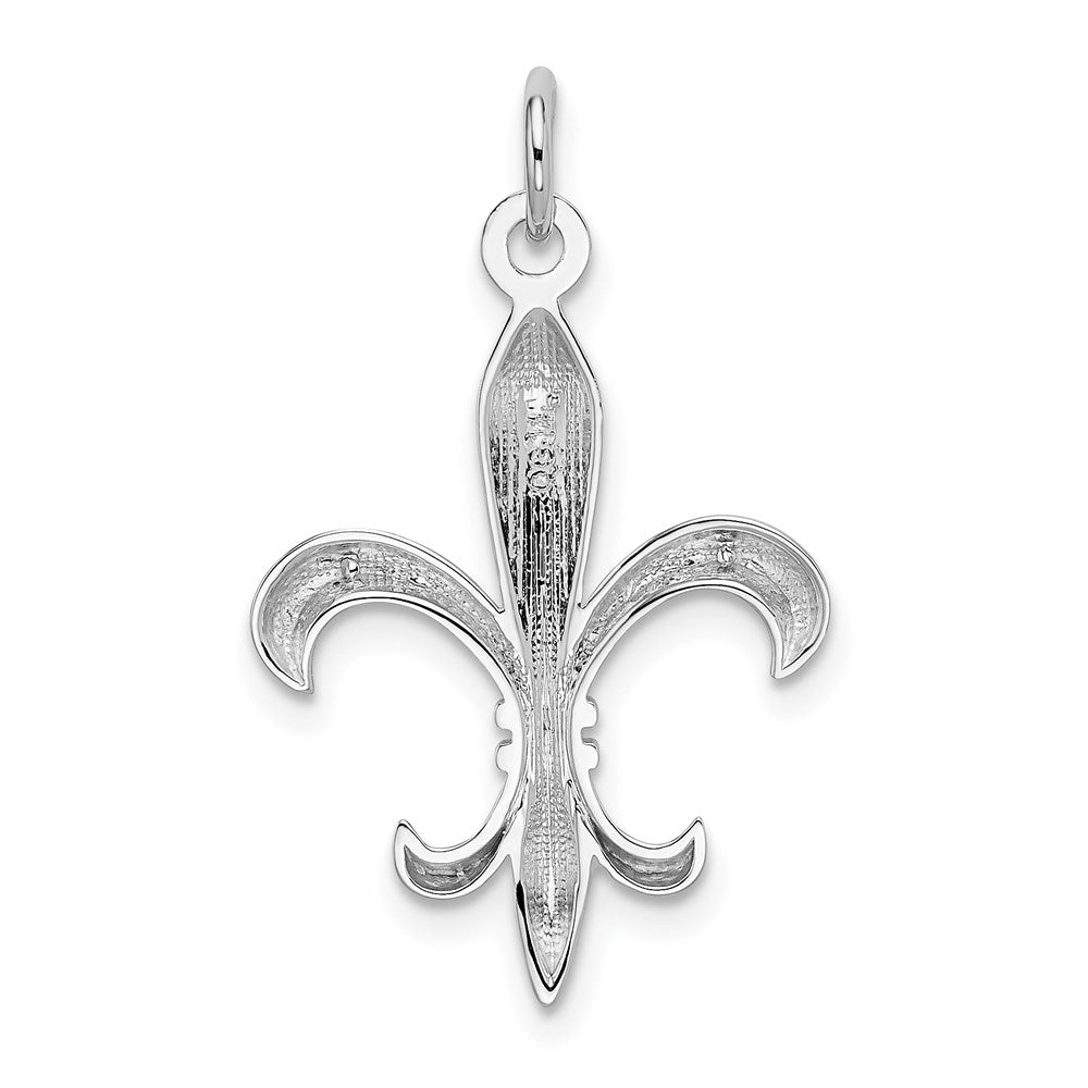 14K White Gold Hollow Fleur De Lis Charm