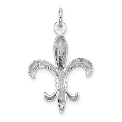 14K White Gold Hollow Fleur De Lis Charm