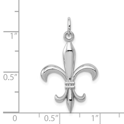 14K White Gold Hollow Fleur De Lis Charm