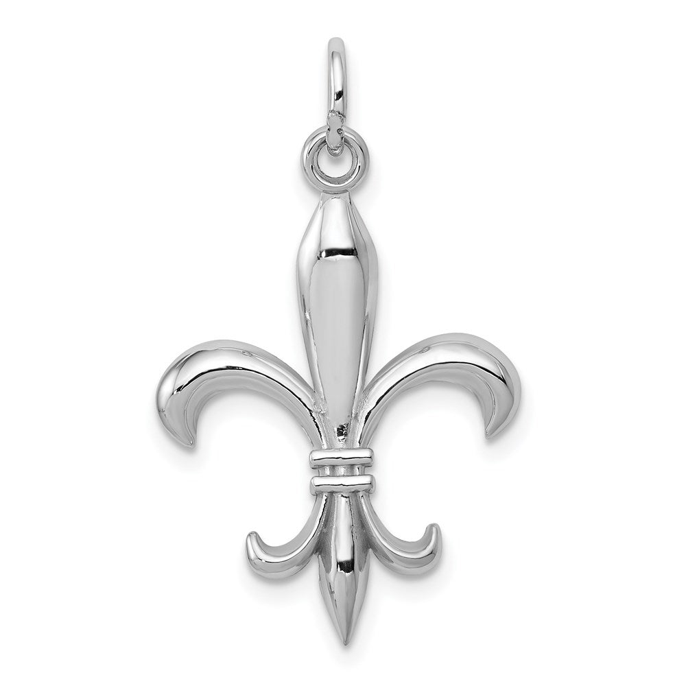 14K White Gold Hollow Fleur De Lis Charm