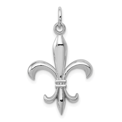 14K White Gold Hollow Fleur De Lis Charm