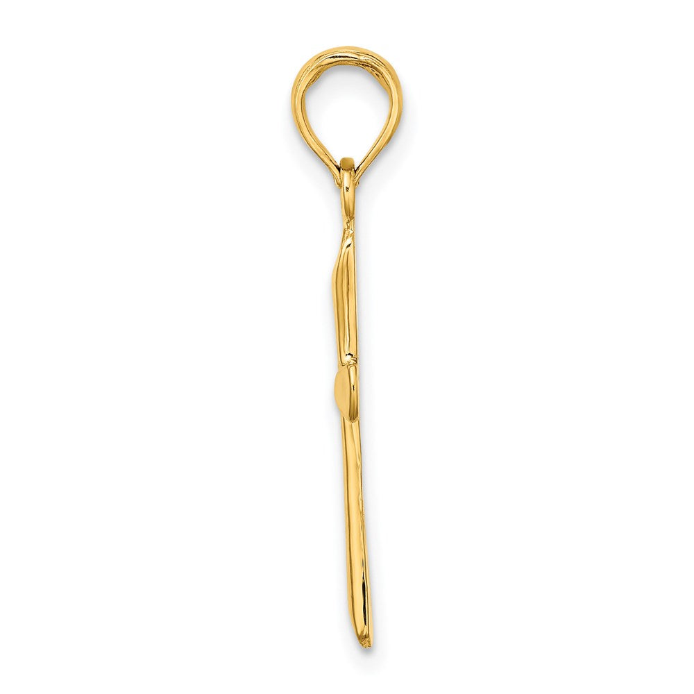 14K Yellow Gold Polished Beveled Tip Cross Charm