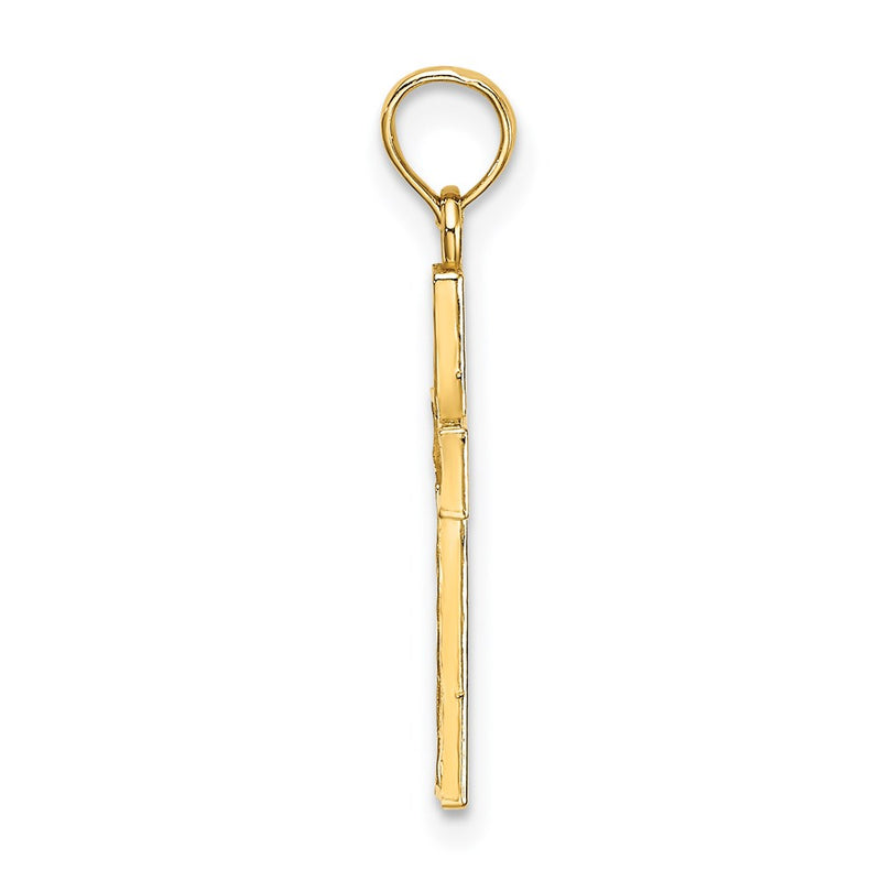 14K Yellow Gold D/C Edge And Filigree Center Cross Charm