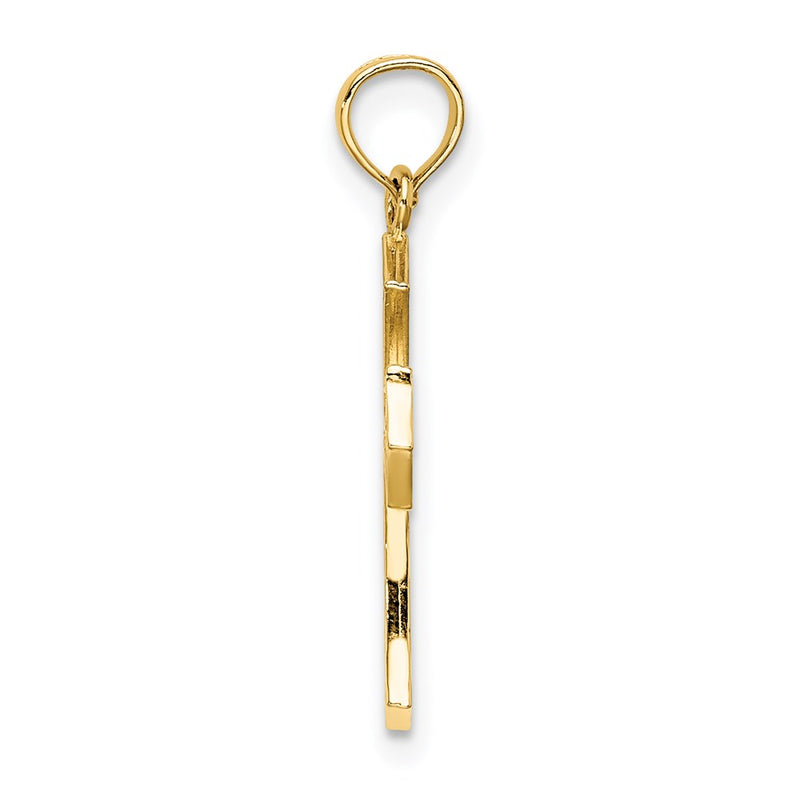 14K Yellow Gold Textured Cut-Out Center Cross Charm