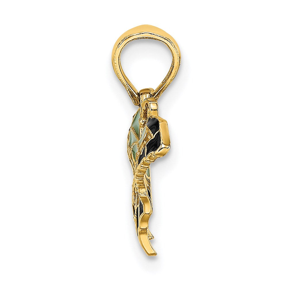 14K Yellow Gold Small Enameled Wings Butterfly Charm