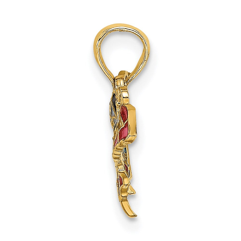 14K Yellow Gold Small Enameled Blue And Red Butterfly Charm