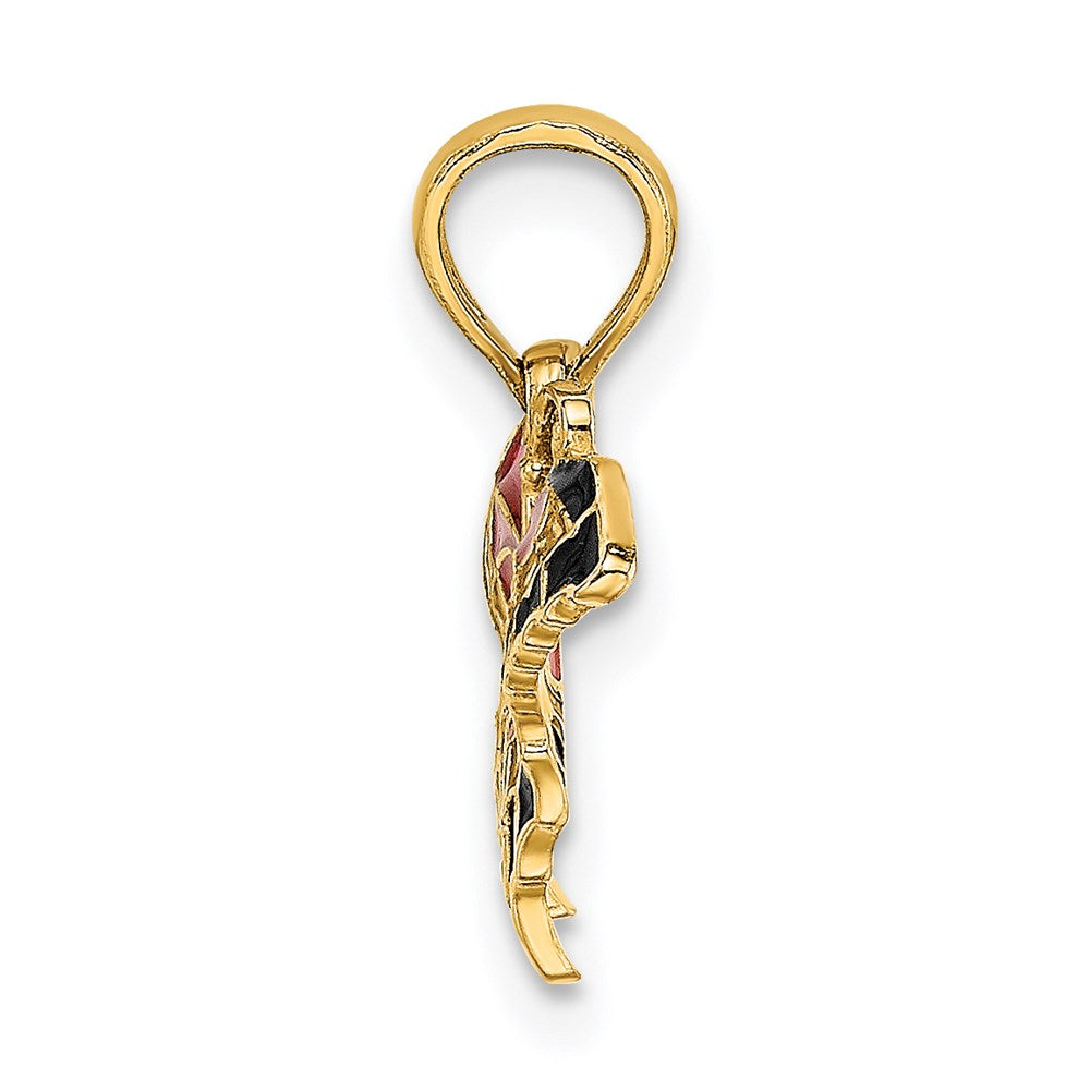 14K Yellow Gold Small Enameled Pink Butterfly