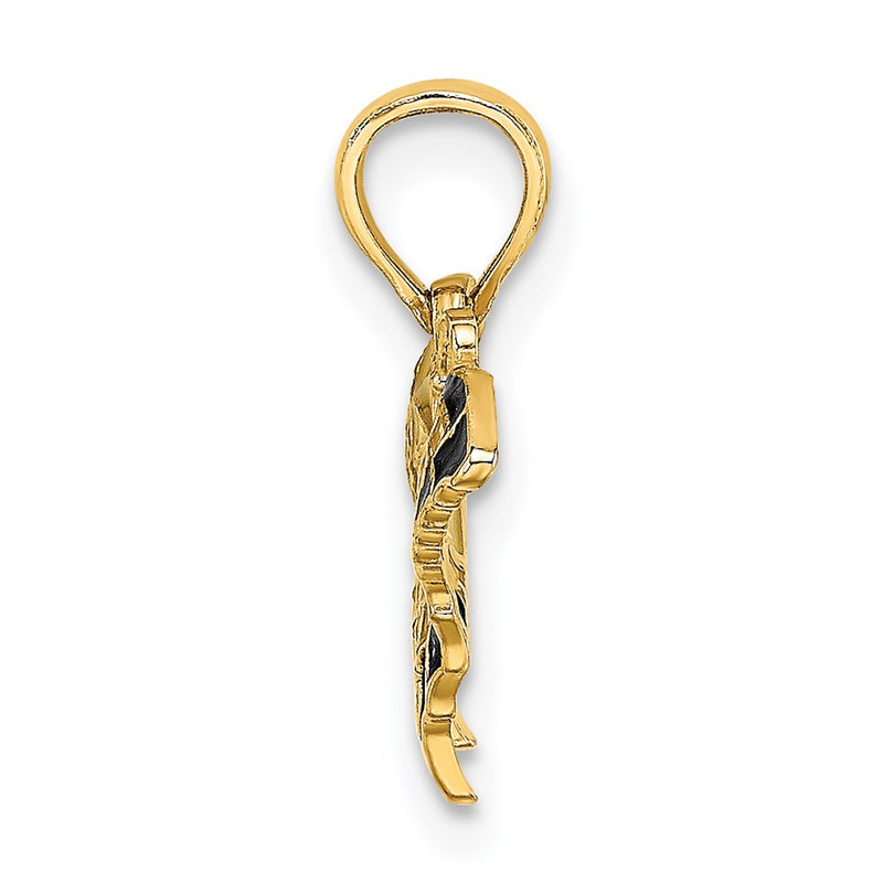 14K Yellow Gold Small Enameled Butterfly Charm