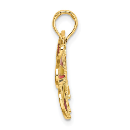14K Yellow Gold W/Multi-Color Enameled Beaded Wings Butterfly Charm