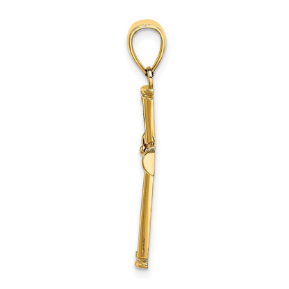 14K Yellow Gold Red Enameled Cross Charm