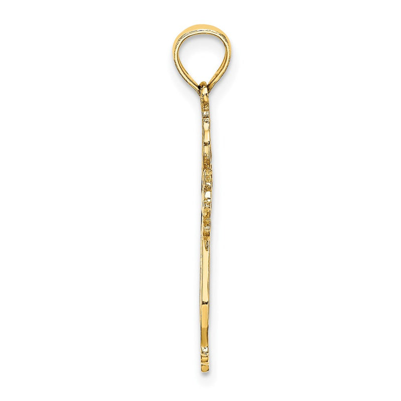 14K Yellow Gold W/ Blue And Red Enameled Cross Charm