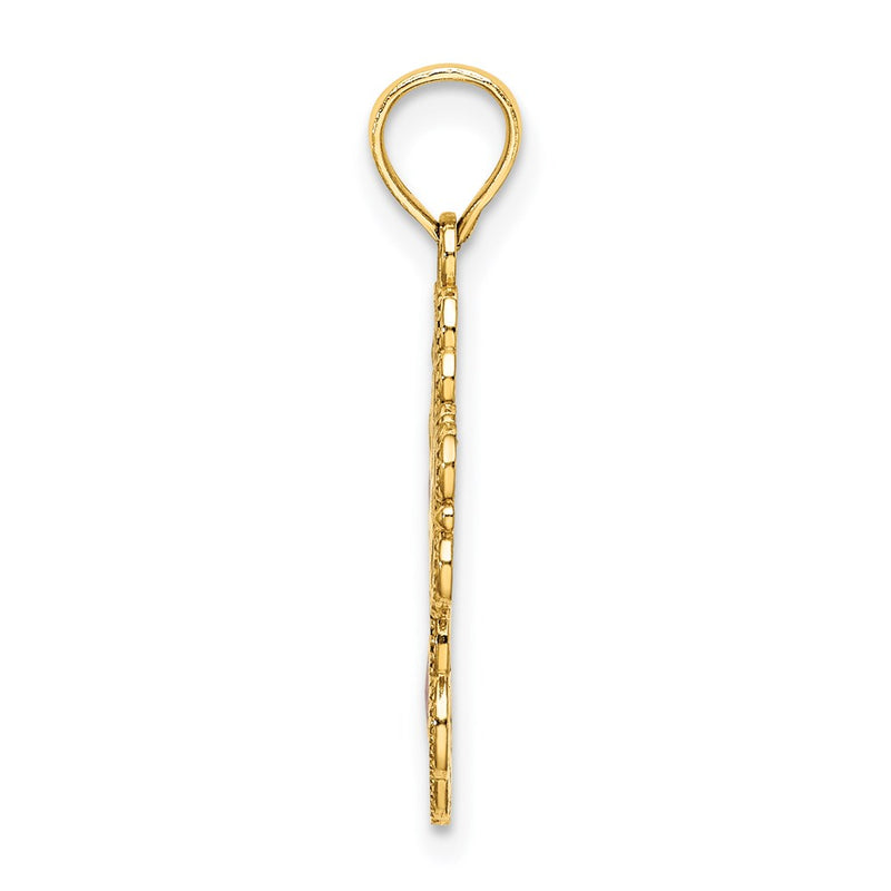 14K Yellow Gold Blue, White And Red Enameled W/ Lace Trim Cross Charm