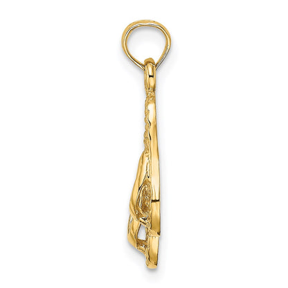 14K Yellow Gold 3D Key West Double Flip Flop Charm