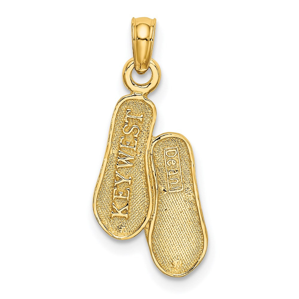 14K Yellow Gold 3D Key West Double Flip Flop Charm