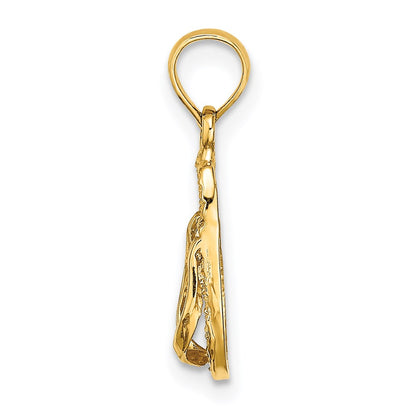 14K Yellow Gold 3D Key West Flip Flop Charm