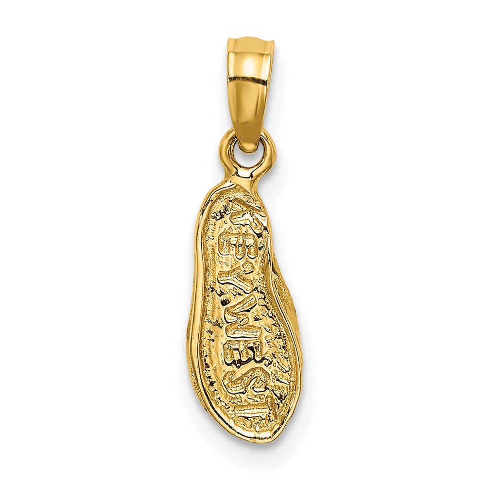 14K Yellow Gold 3D Key West Flip Flop Charm