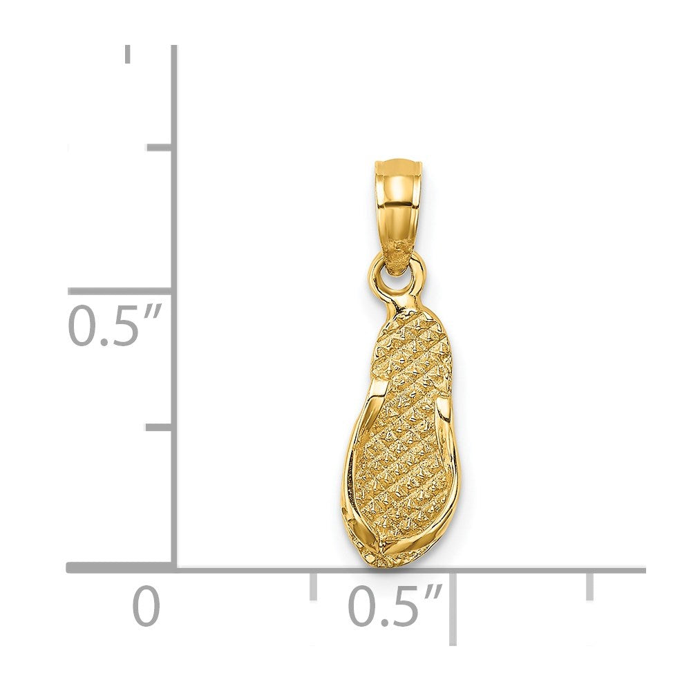14K Yellow Gold 3D Key West Flip Flop Charm