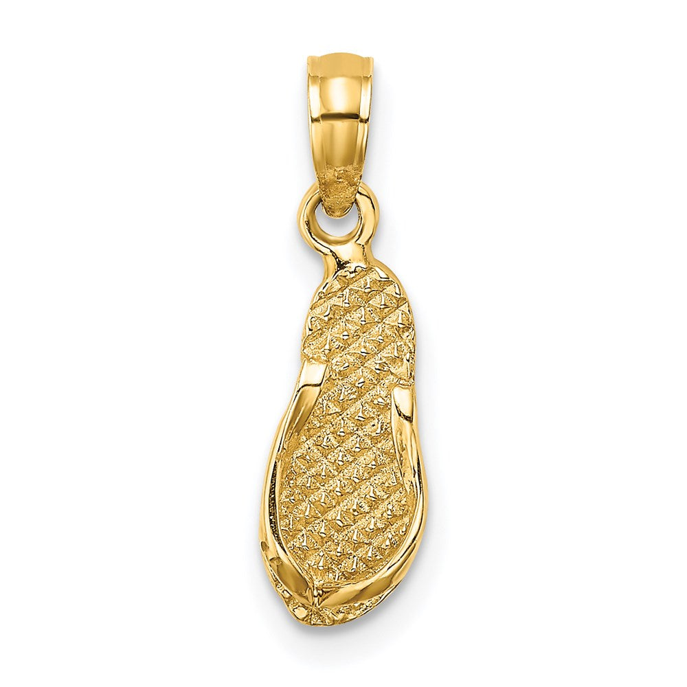 14K Yellow Gold 3D Key West Flip Flop Charm