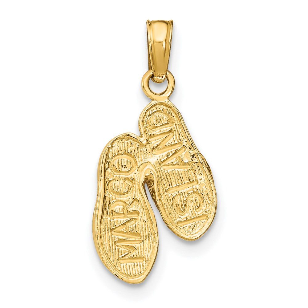 14K Yellow Gold Marco Island Reversible Flip Flops Pendant