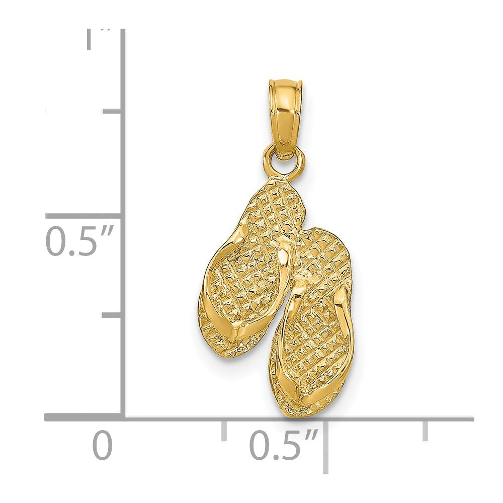 14K Yellow Gold Marco Island Reversible Flip Flops Pendant