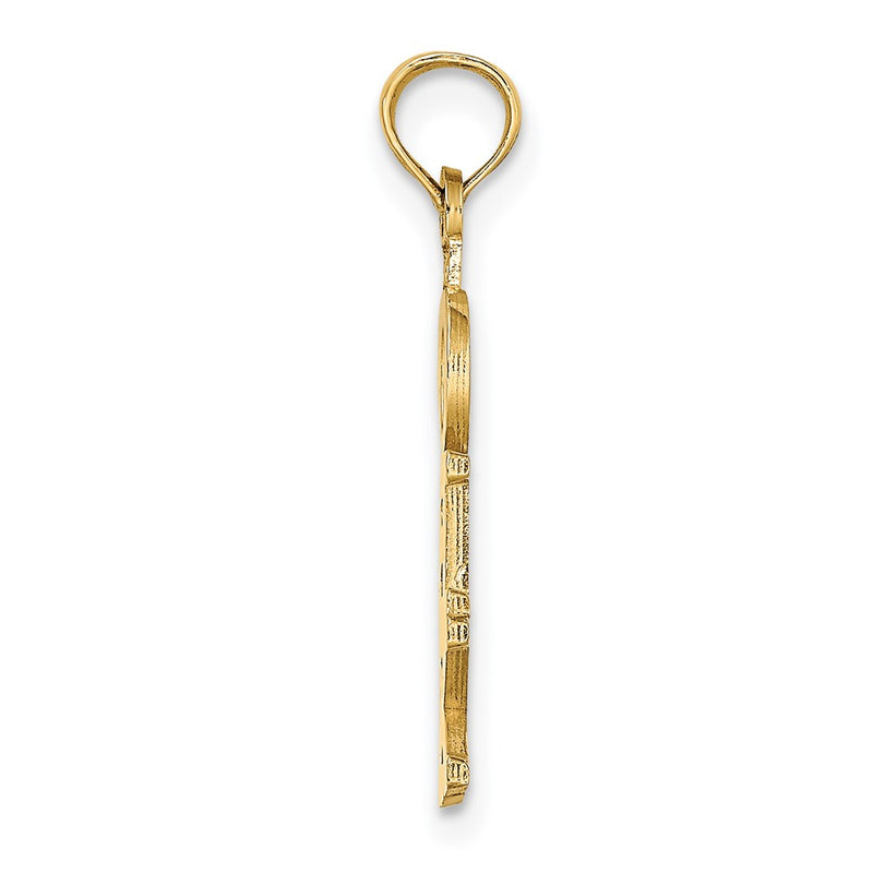 14K Yellow Gold Polished Obx (Outer Banks) Vertical Charm