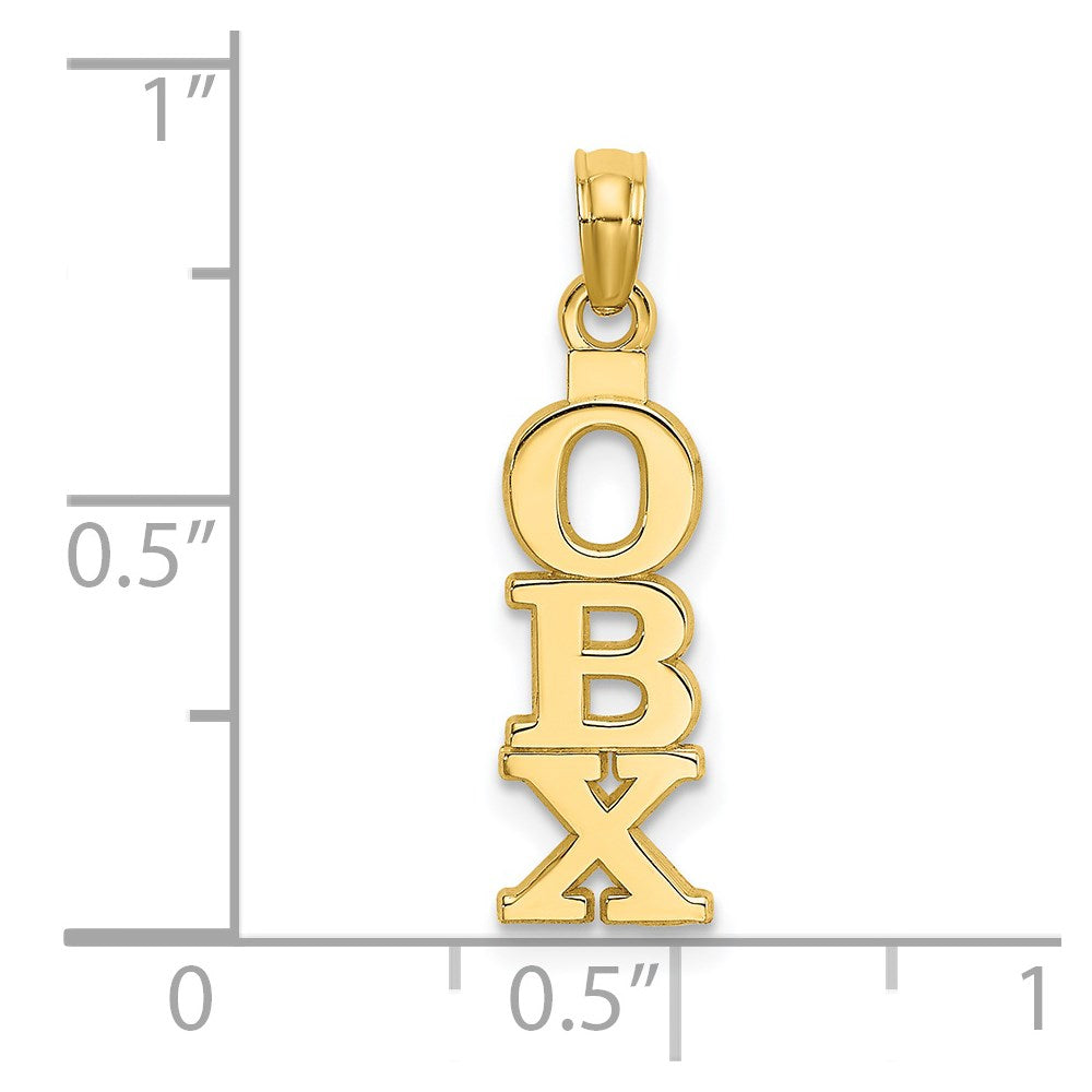 14K Yellow Gold Polished Obx (Outer Banks) Vertical Charm