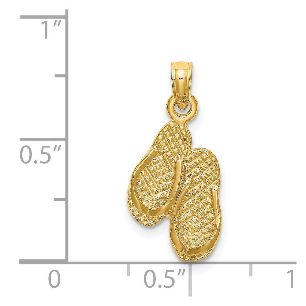 14K Yellow Gold 3D Pawleys Island Double Flip-Flop Charm