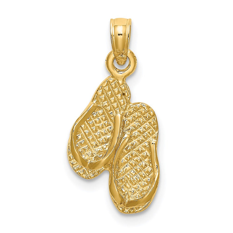 14K Yellow Gold 3D Pawleys Island Double Flip-Flop Charm