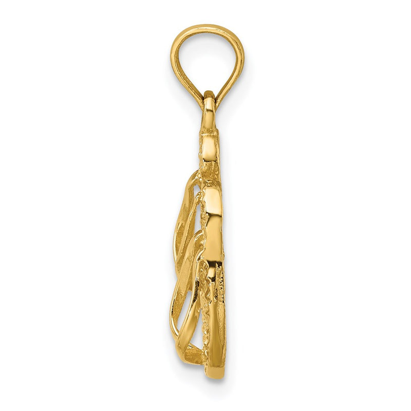 14K Yellow Gold 3D Textured Cape May Flip-Flop Charm