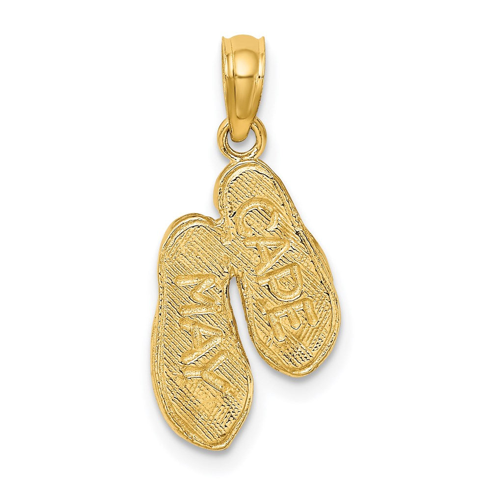 14K Yellow Gold 3D Textured Cape May Flip-Flop Charm