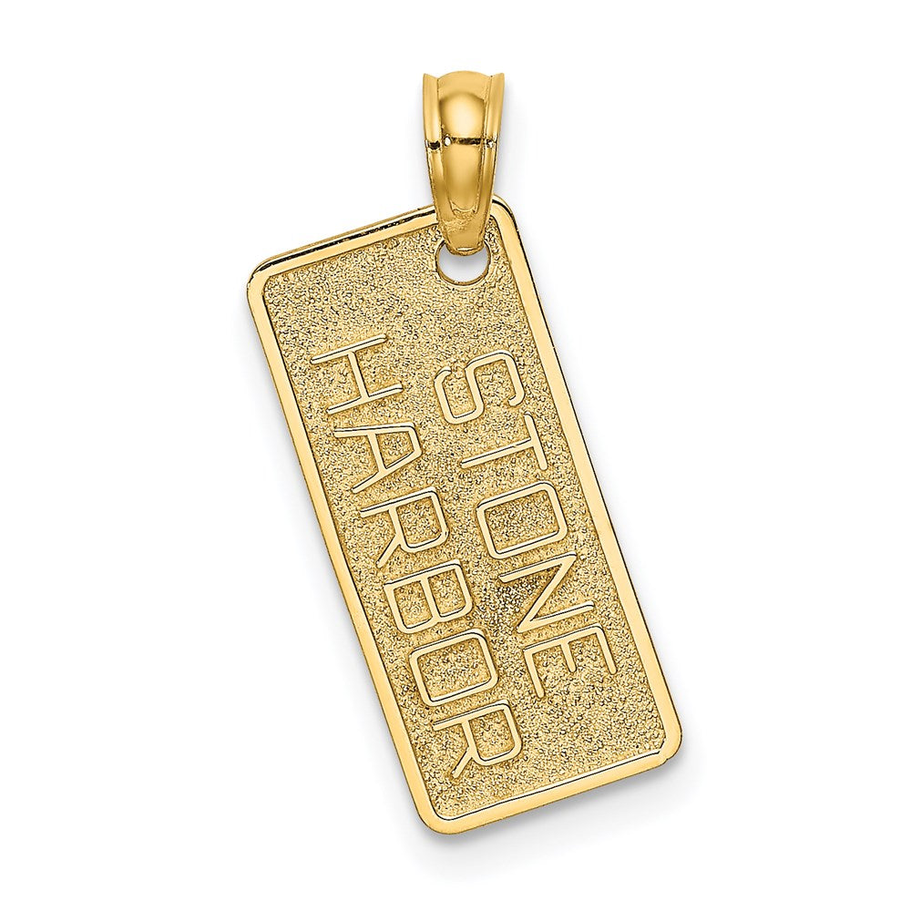 14K Yellow Gold Textured Stone Harbor License Plate