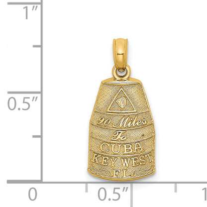14K Yellow Gold Small Southern Most Point Usa / Key West Fl Charm