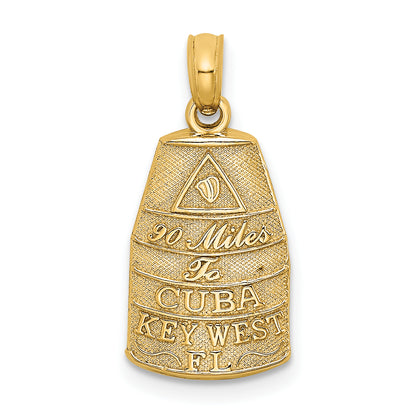 14K Yellow Gold Small Southern Most Point Usa / Key West Fl Charm