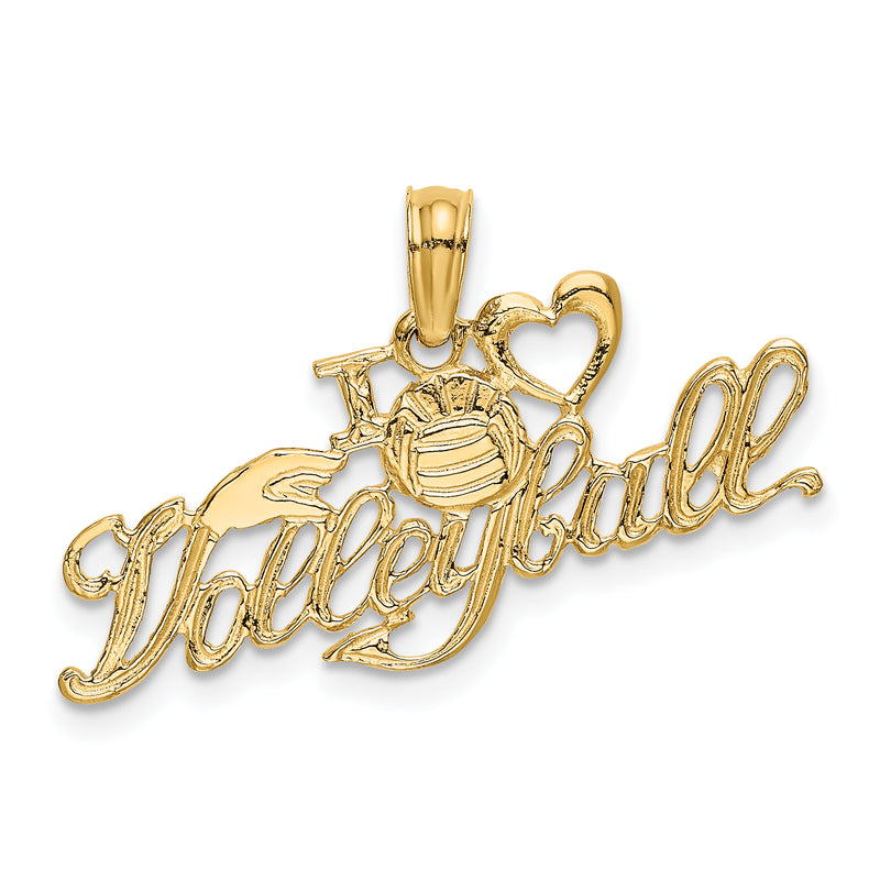 14K Yellow Gold I Heart Volleyball Charm