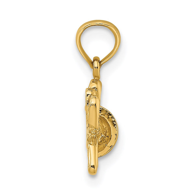 14K Yellow Gold 2-D Textured And Engraved Golf Bag Charm