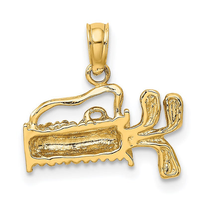 14K Yellow Gold 2-D Textured And Engraved Golf Bag Charm