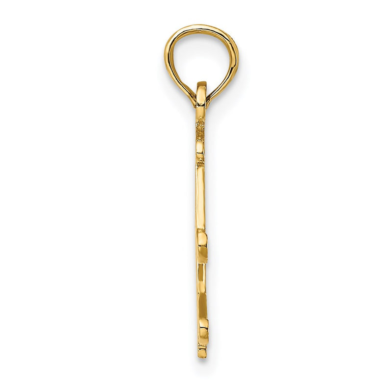 14K Yellow Gold Polished Snow Skis, Boot & Pole Charm