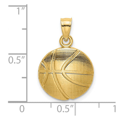 14K Yellow Gold 2-D Textured Basketball Charm