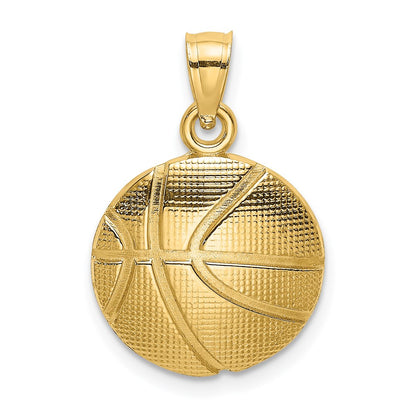 14K Yellow Gold 2-D Textured Basketball Charm