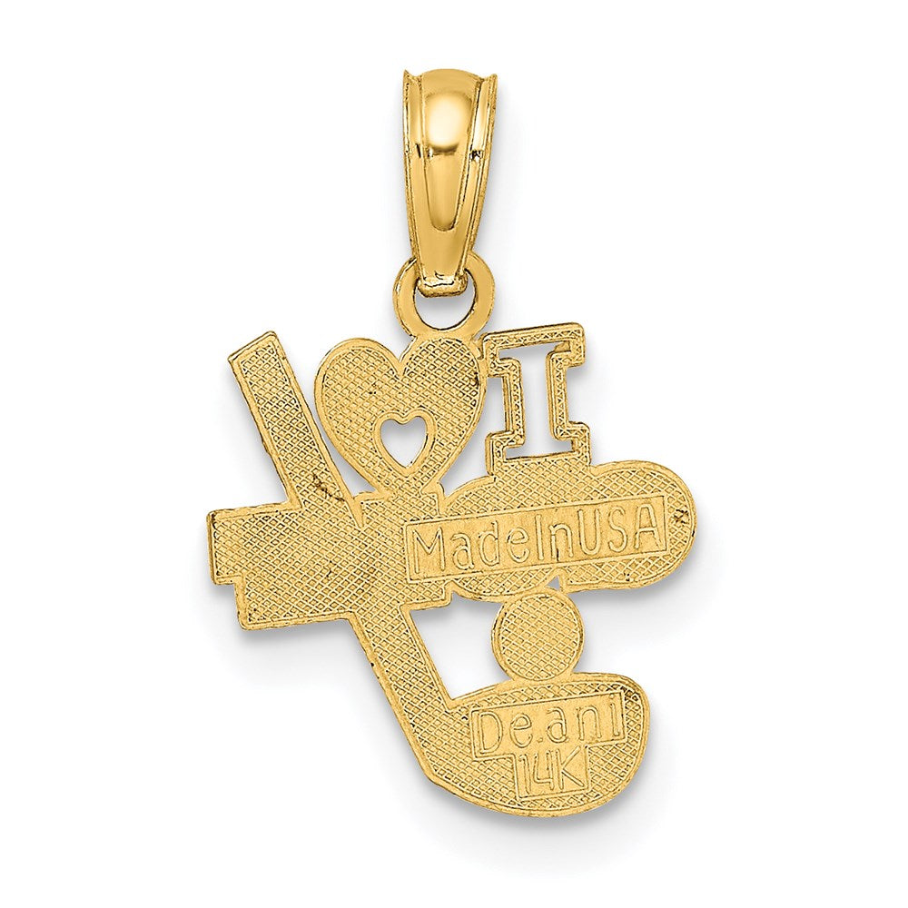 14K Yellow Gold I Heart Golf Club And Ball Charm