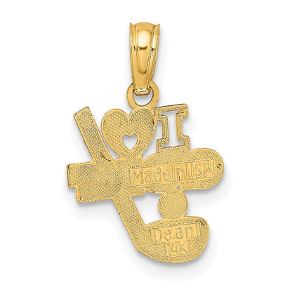 14K Yellow Gold I Heart Golf Club And Ball Charm