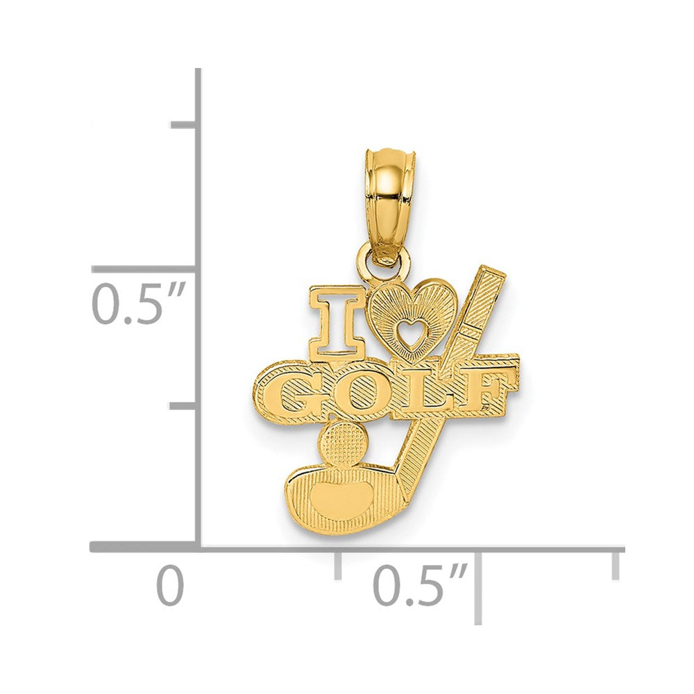 14K Yellow Gold I Heart Golf Club And Ball Charm