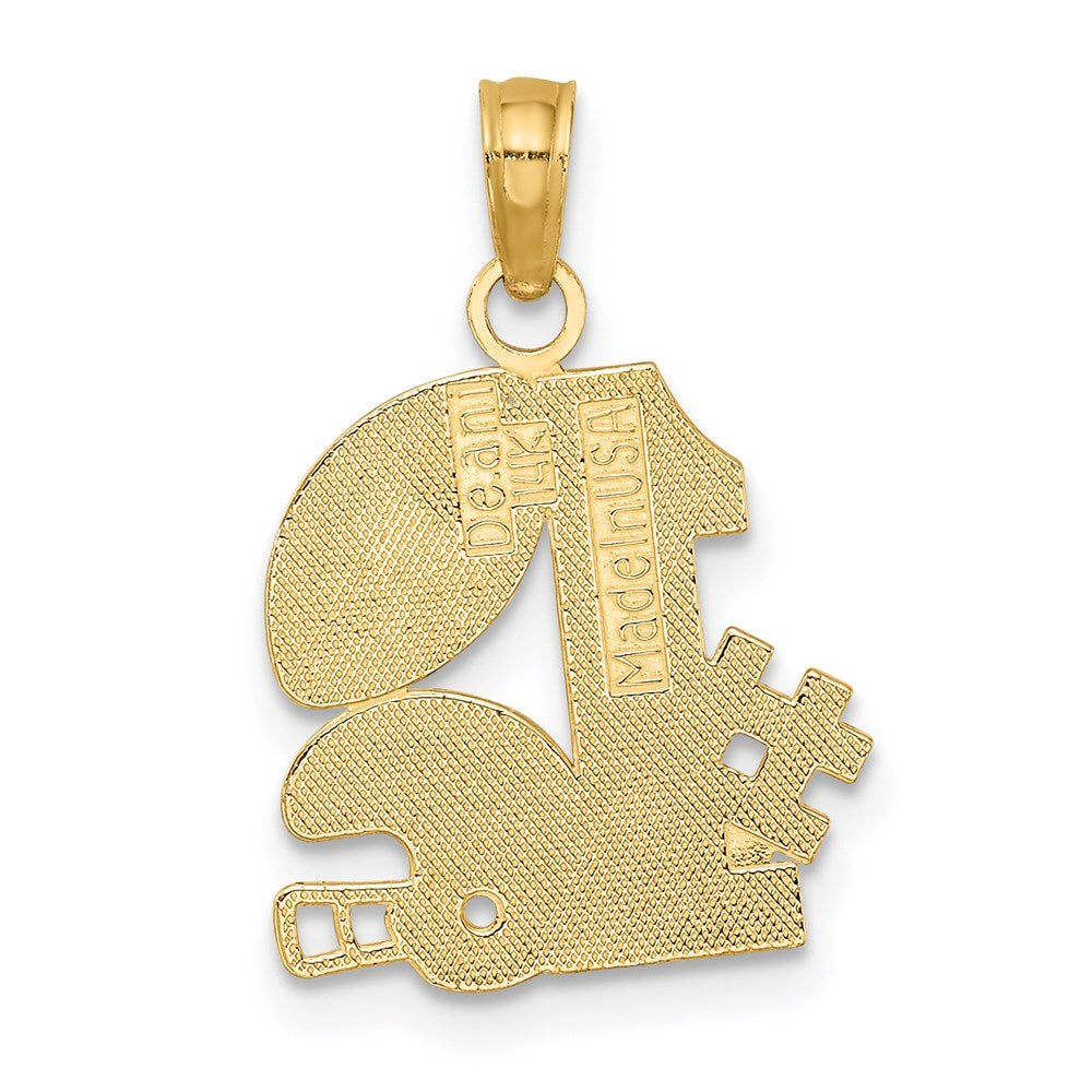 14K Yellow Gold #1 Football W/ Helmet Charm